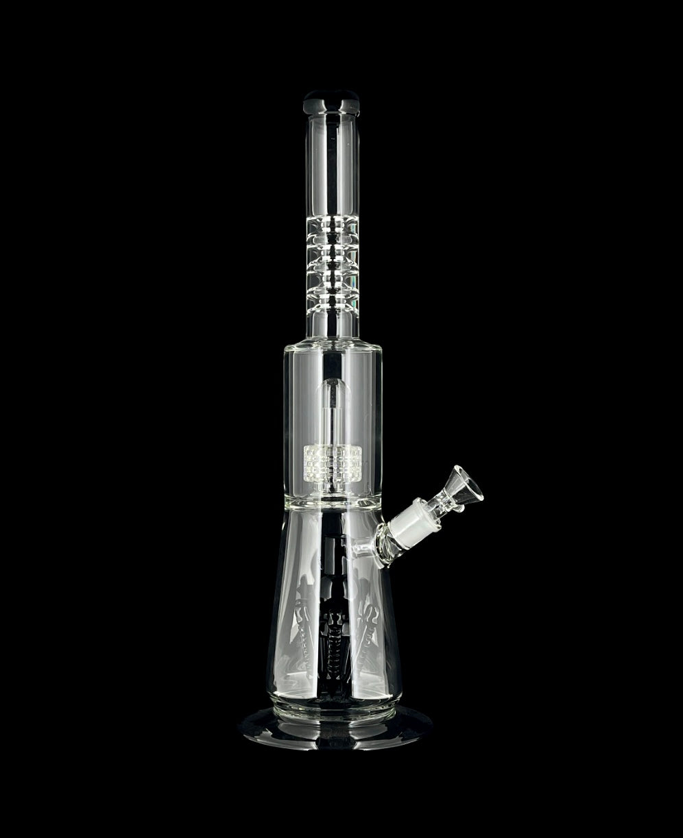 Clear Double Perc Rig w/ Triple Splash Guard