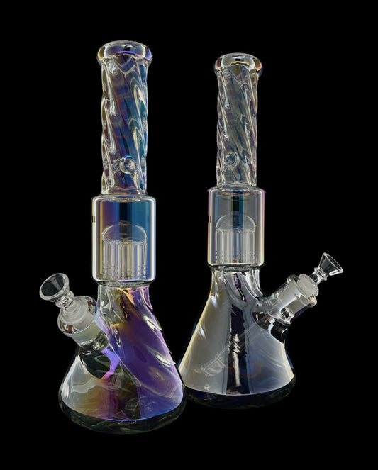 14” Holographic Beaker with Tree Arm Perc